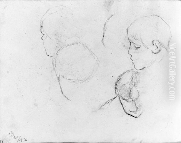 Barnstudier. Blad 22 recto i skissbok om 36 blad Oil Painting by Paul Gauguin