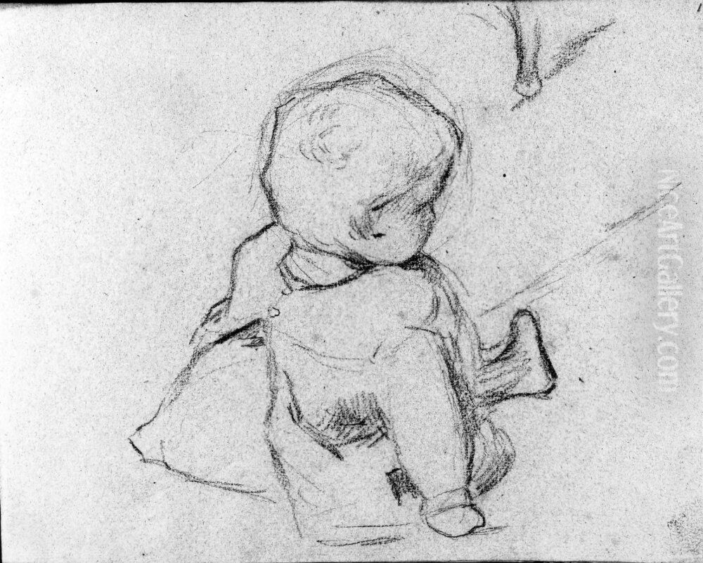 Barnstudie. Blad 18 recto i skissbok om 36 blad Oil Painting by Paul Gauguin