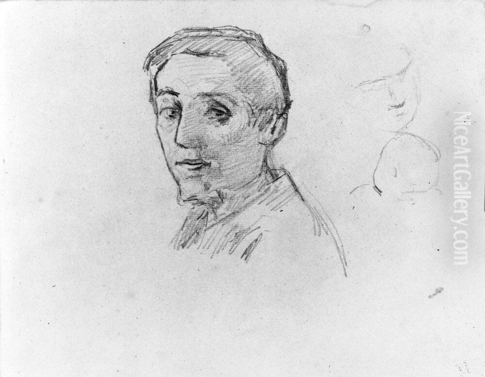 Sjalvportratt, barnskisser. Blad 8 recto i skissbok om 36 blad Oil Painting by Paul Gauguin