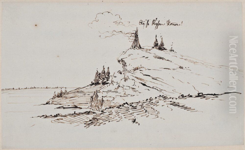 Marin med klippudde. Blad 58 ur skissbok Oil Painting by Carl August Ehrensvard
