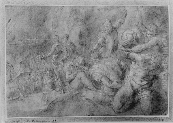 The Greeks Embark after the Fall of Troy Oil Painting by Francesco Primaticcio