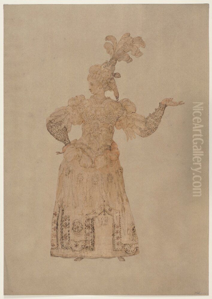 Woman in a Sumptuous Dress Oil Painting by Antoine Caron