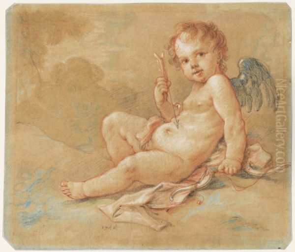 Seated Cupid Oil Painting by Charles-Joseph Natoire