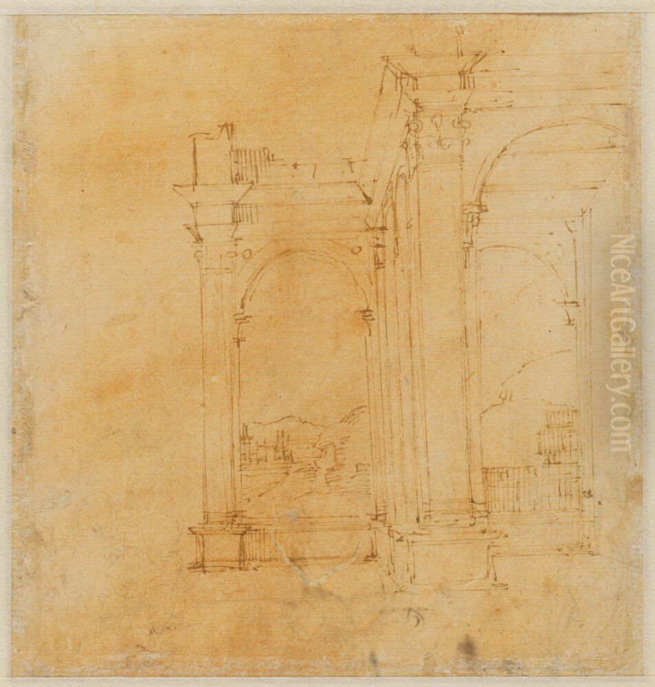 Etude af Architectur, flera Arcader Oil Painting by Raphael