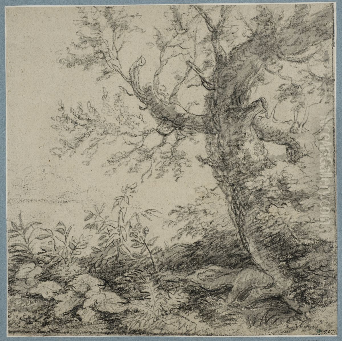 Landskap med ett trad Oil Painting by Antonie Waterloo