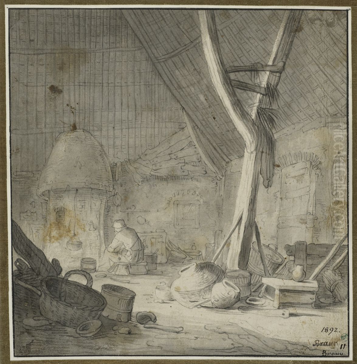 Interior av en lada Oil Painting by Cornelis Saftleven