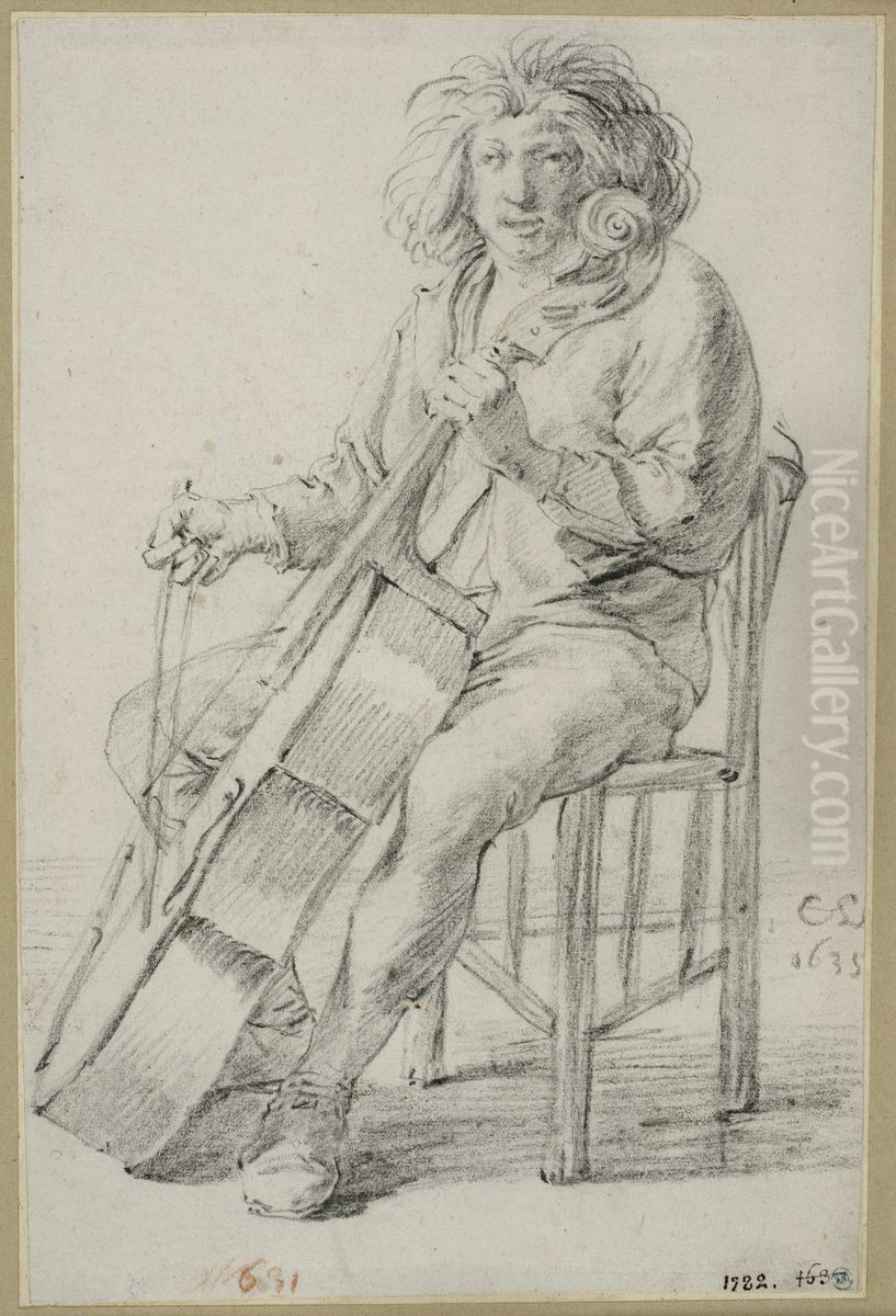 Cellospelare Oil Painting by Cornelis Saftleven