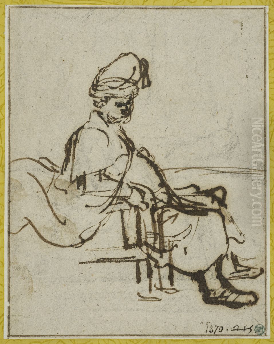 Sittande man, sedd i profil Oil Painting by Rembrandt