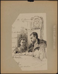 Portrait of Hampus Huldt and Albert Theodor Gellerstedt at a Board Meeting at Nationalmuseum