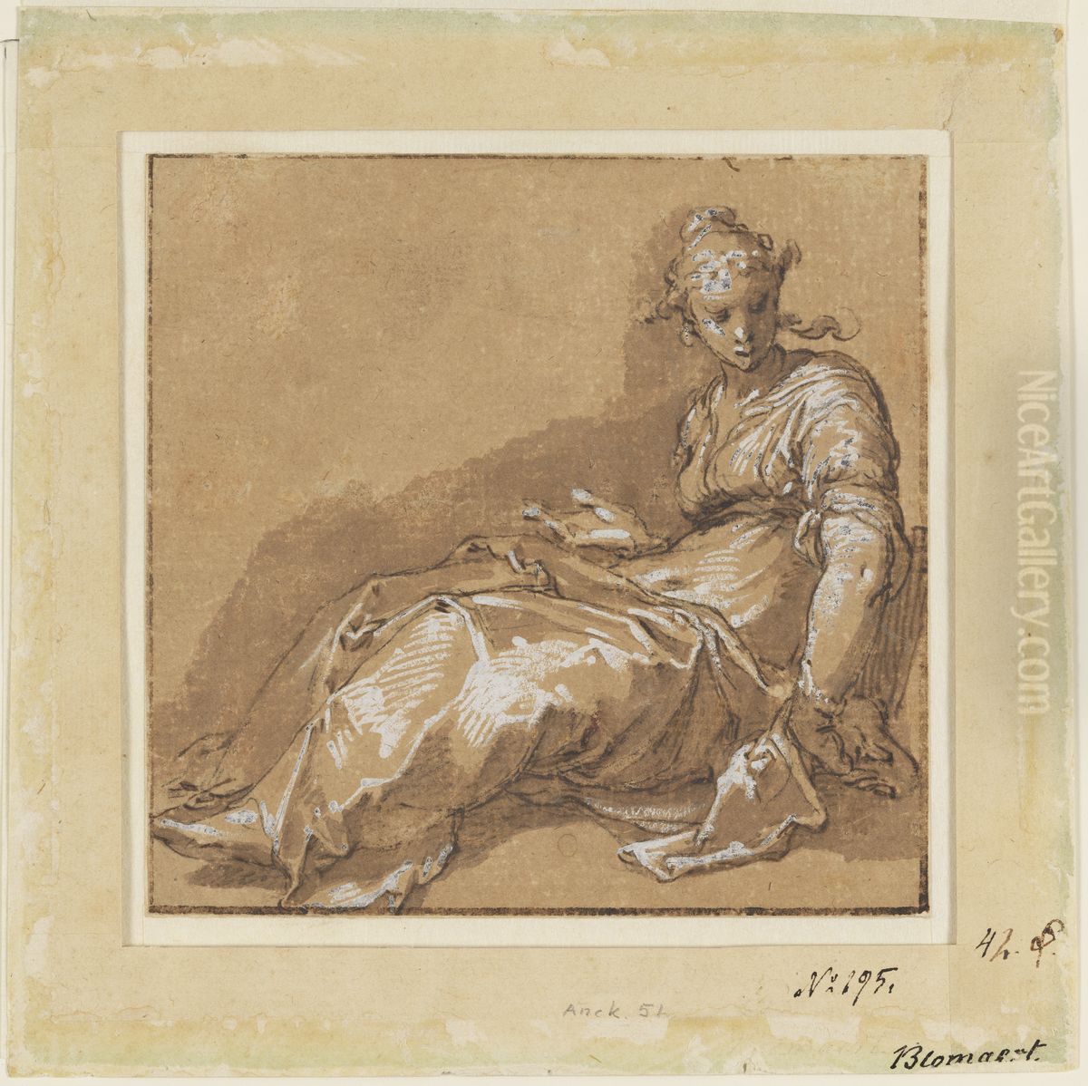 Sittande kvinna, vand at vanster Oil Painting by Abraham Bloemaert