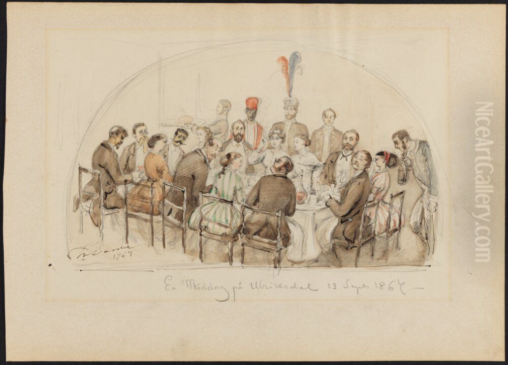 Dinner at Ulriksdal, 13th of Sept 1867 Oil Painting by Fritz Von Dardel