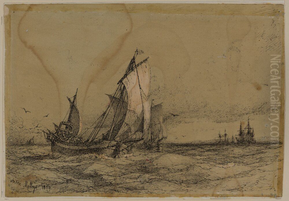 Marint motiv Oil Painting by Anton Melbye