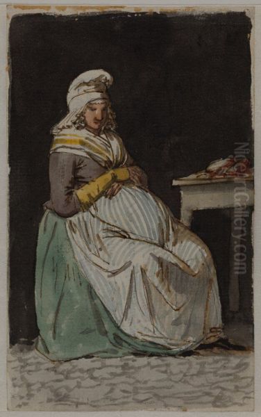 Fet, dansk piga Oil Painting by Nicolai Abildgaard