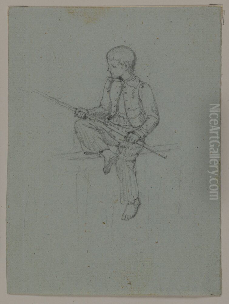 Metande pojke, figurstudie Oil Painting by Jorgen Roed