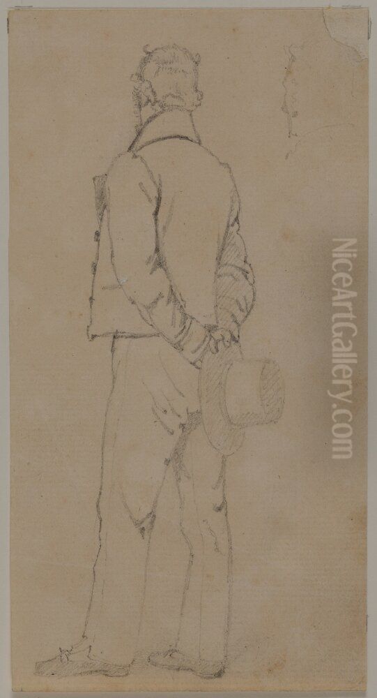 Staende man med handerna pa ryggen, figurstudie Oil Painting by Jorgen Roed