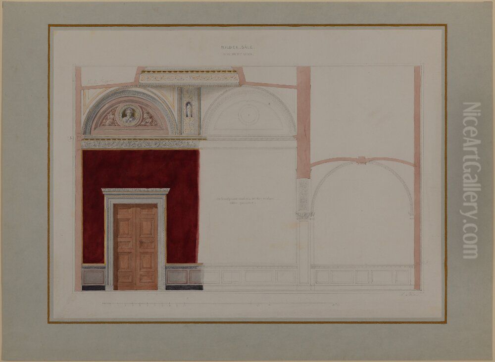 Section of wall, Rooms 71-92, Upper floor Oil Painting by Friedrich August Stuler