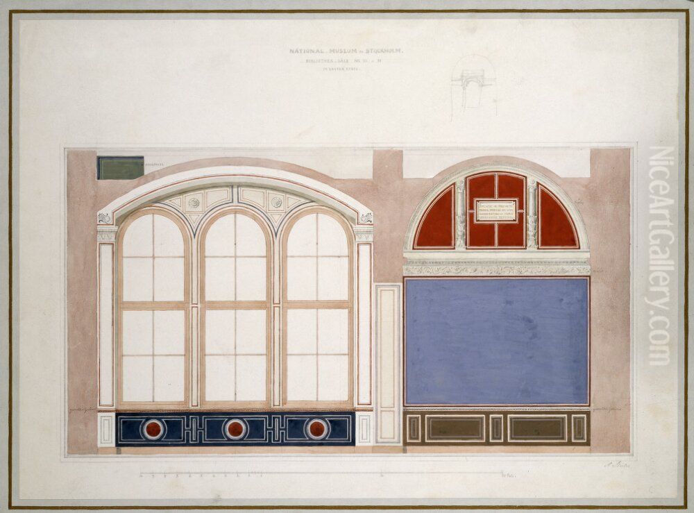 Longitudinal section, Middle floor (reproduction) Oil Painting by Friedrich August Stuler