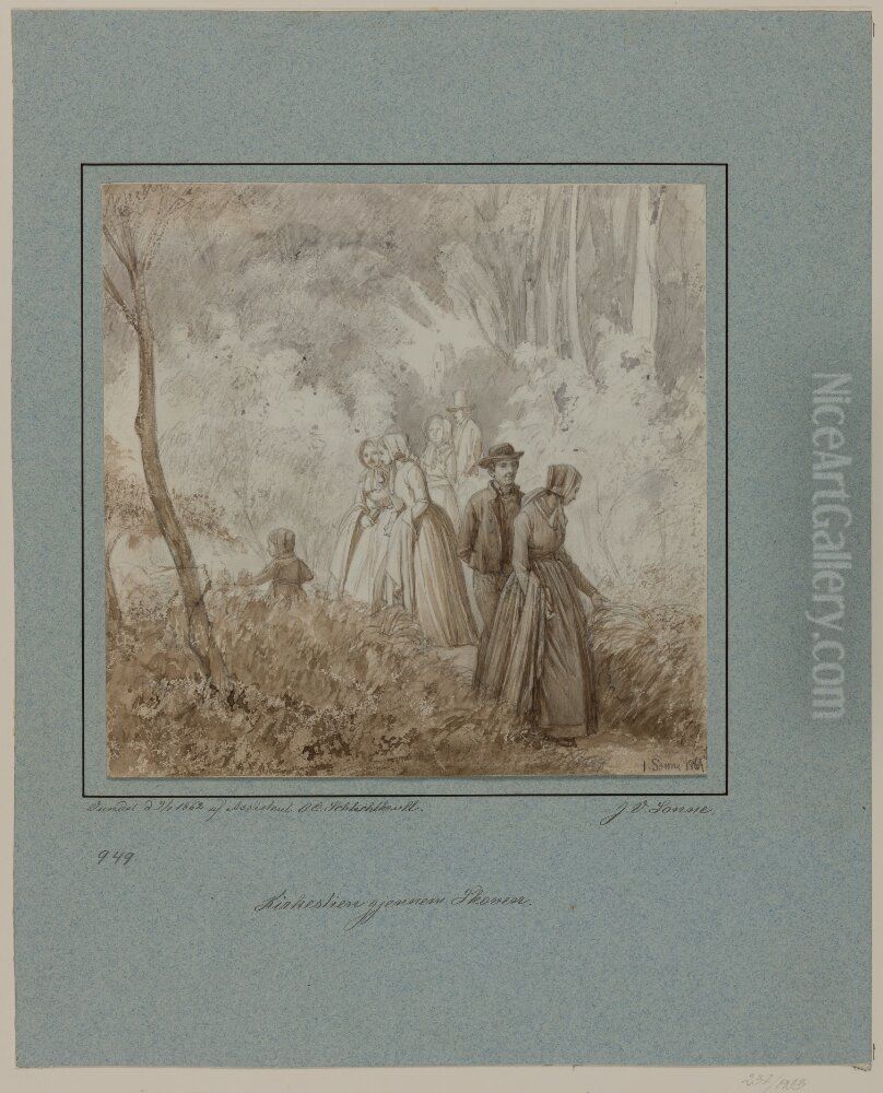 Kyrkstigen genom skogen Oil Painting by Jorgen Valentin Sonne Kyrkstigen genom skogen Oil Painting by Jorgen Valentin Sonne