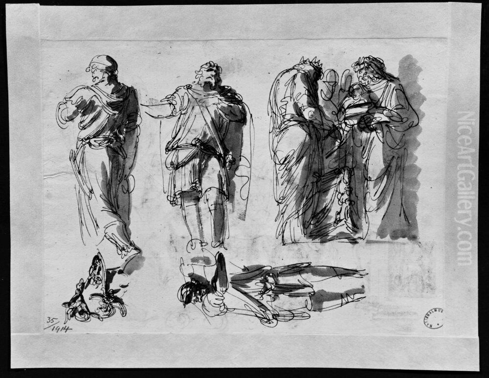 Draped figures Oil Painting by Giuseppe Cades