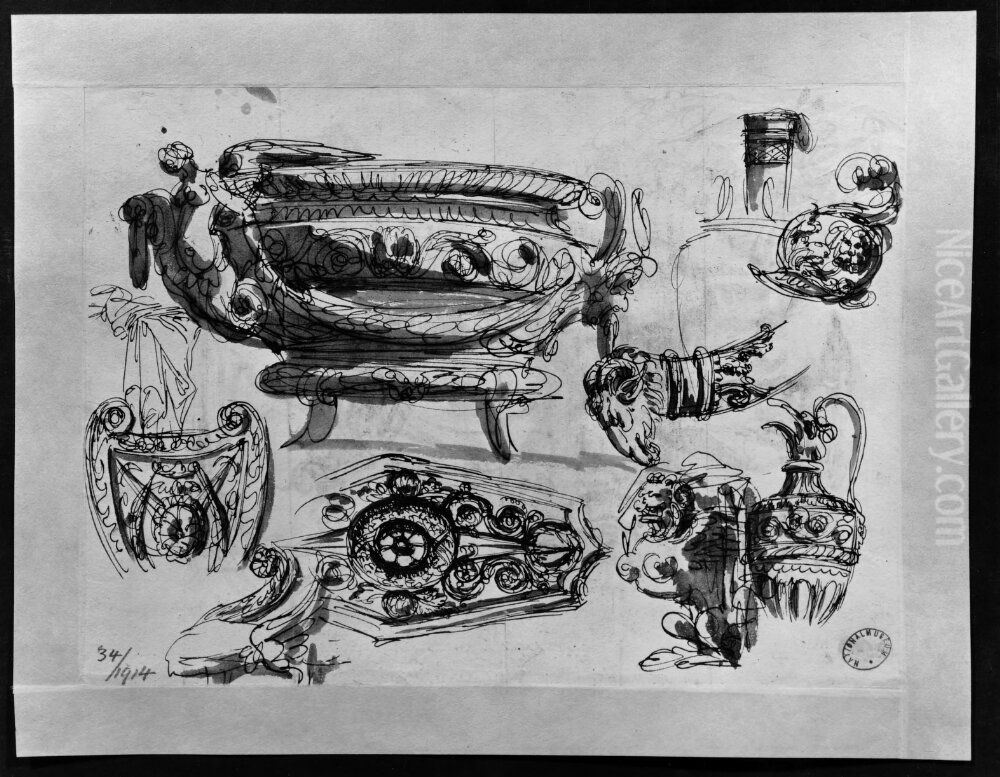 Urns, shields Oil Painting by Giuseppe Cades