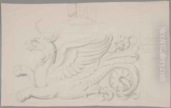 Nationalmuseum. Grip, studiefor ornament- fris, sal 92, ovre vaningen Oil Painting by Friedrich August Stuler