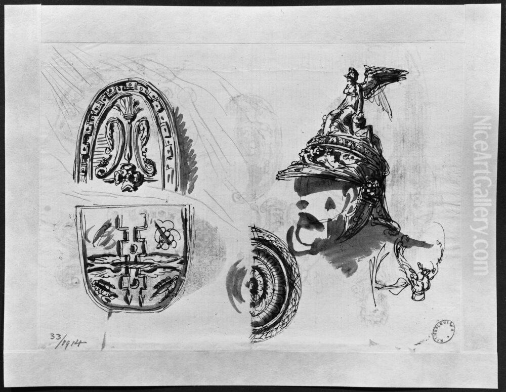 Shields, helmet Oil Painting by Giuseppe Cades