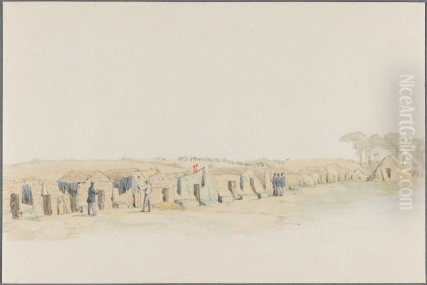 Airing of the Blankets, View from the Military Camp at Danevirke Oil Painting by Jorgen Sonne