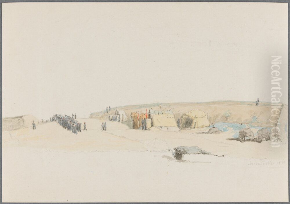 Formation of the Soldiers in the Military Camp at Danevirke Oil Painting by Jorgen Valentin Sonne