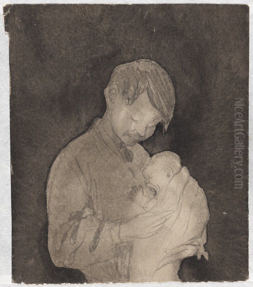 Ivar with Lillan Oil Painting by Ivar Arosenius