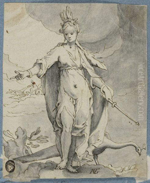 Juno Oil Painting by Abraham Bloemaert