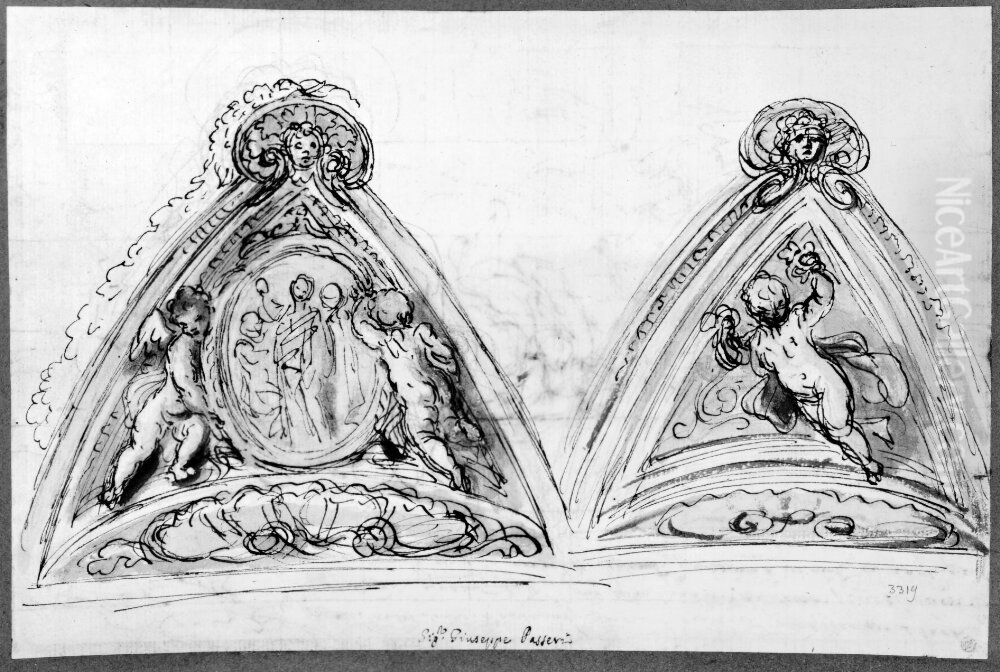 Decoration for two cells of a vault Oil Painting by Giuseppe Passeri