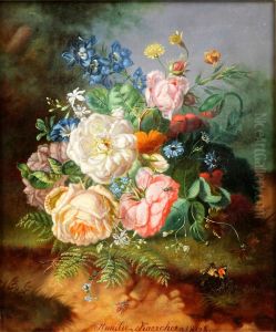 Floral still life with butterflies & insects