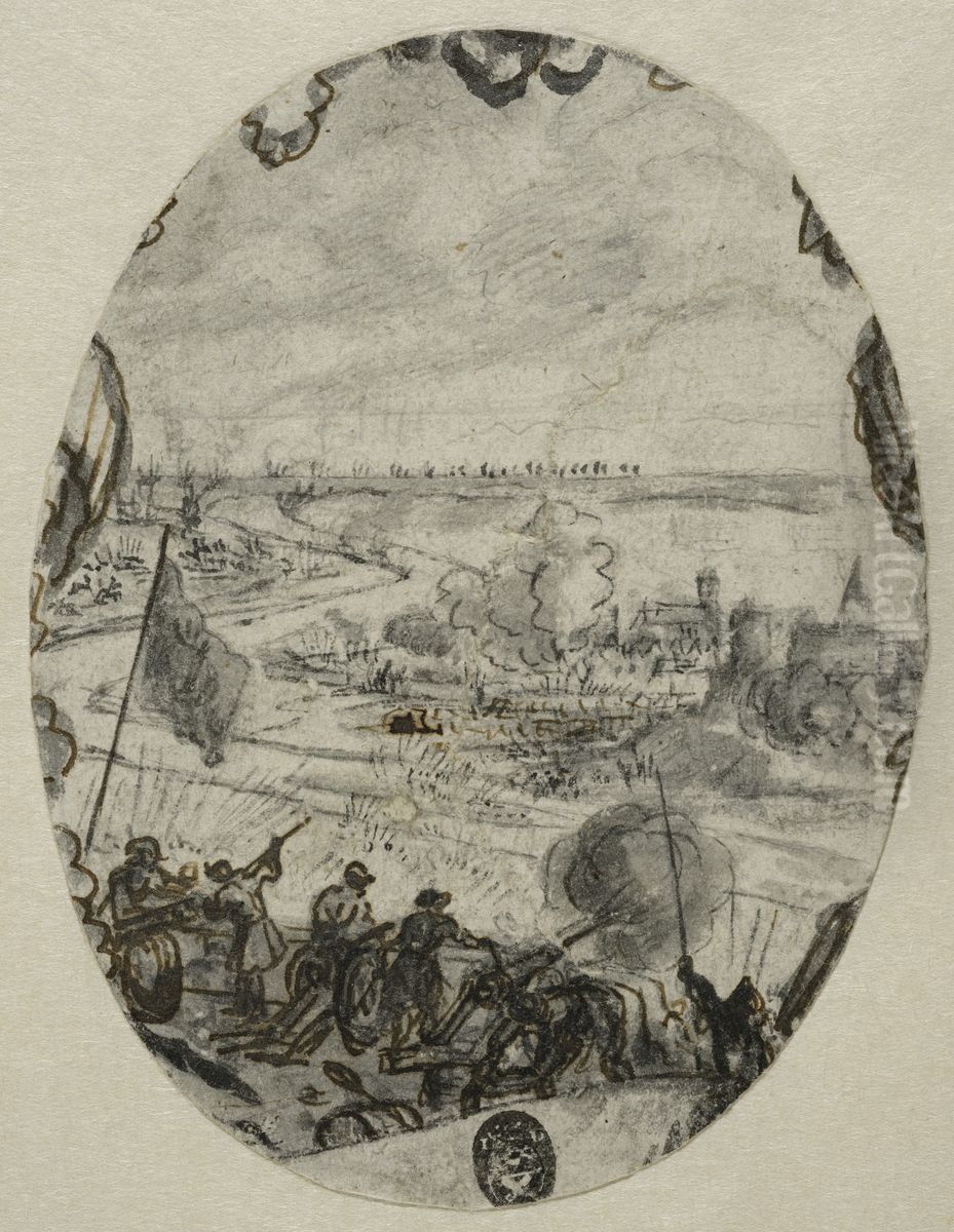 Batteri beskjuter en stad Oil Painting by Romeyn de Hooghe