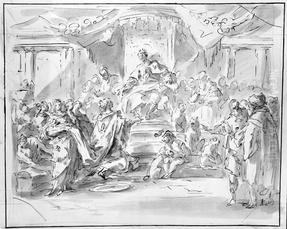 Solomon and the Queen of Sheba Oil Painting by Giovanni Antonio Pellegrini