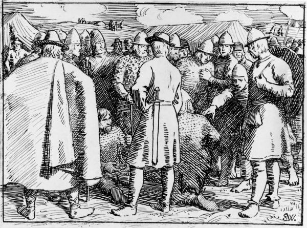 Study for Illustrations to Snorre Sturlason's The Saga of Olav Tryggvason Oil Painting by Erik Werenskiold