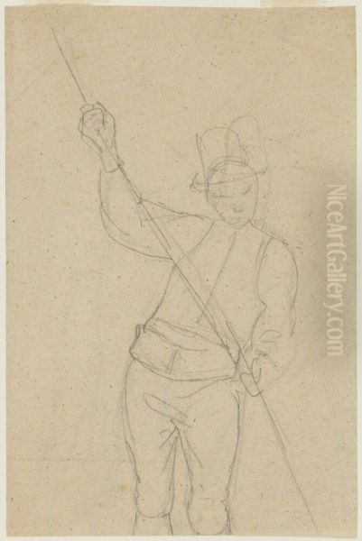 A Man from Dalecarlia Punting a Boat Oil Painting by Wilhelm Marstrand