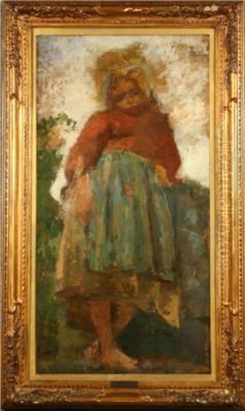 Bambina in posa Oil Painting by Luigi Nono