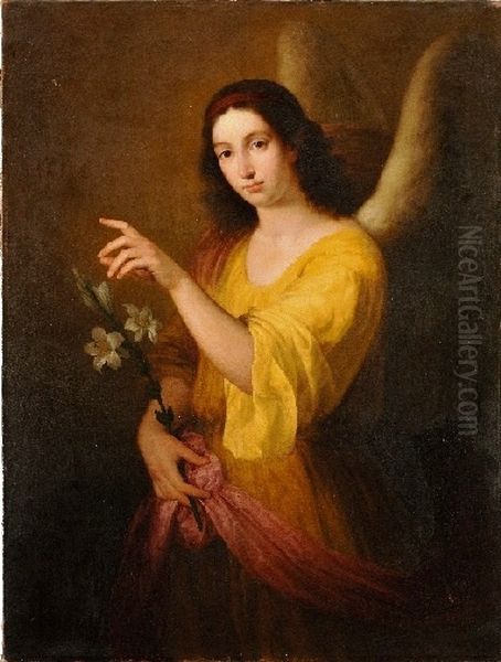 Arcangel San Gabriel Oil Painting by Antonio Maria Esquivel
