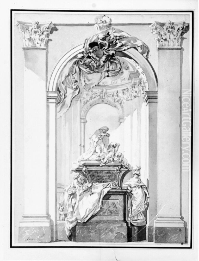 Bouchardons gravmonument over kardinal Fleury Oil Painting by Jean Eric Rehn