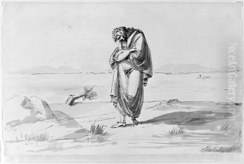 Soker enslighet Oil Painting by Johan Tobias Sergel