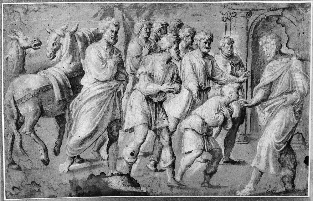 Joseph and his nine brethren (The presentation of Benjamin) Oil Painting by Biagio Pupini