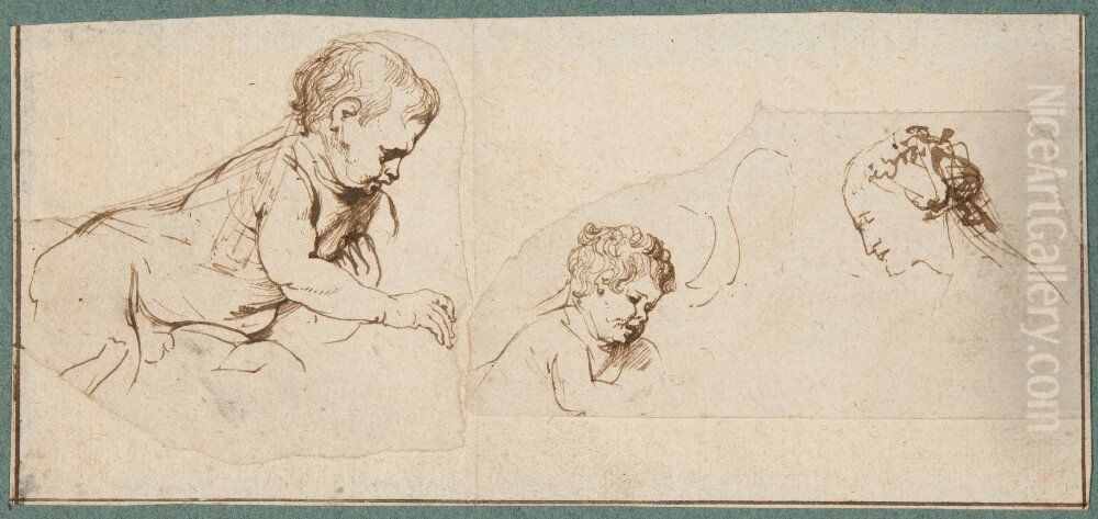 Studies of the Christ Child and St Catherine Oil Painting by Sir Anthony Van Dyck