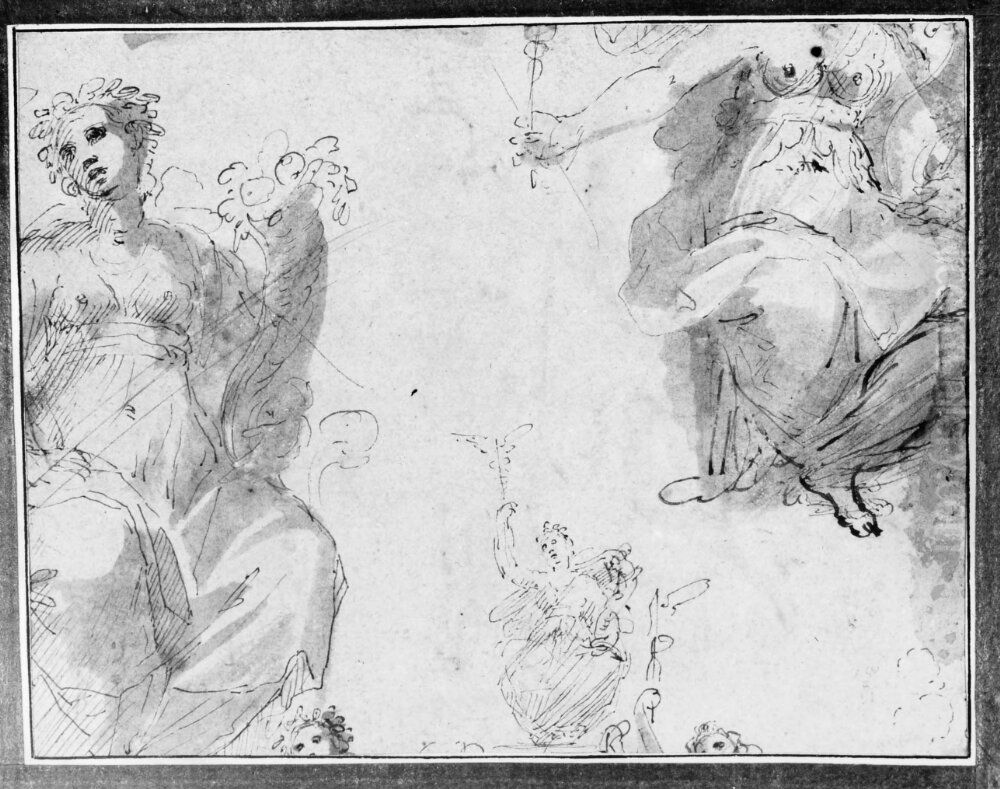 Five studies for a figure of Abundance Oil Painting by Giovanni Francesco Barbieri