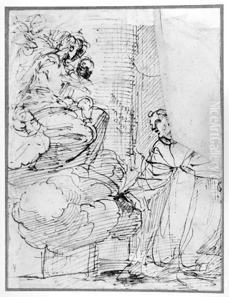 Madonna in the sky worshipped by S. Gregory Oil Painting by Annibale Carracci