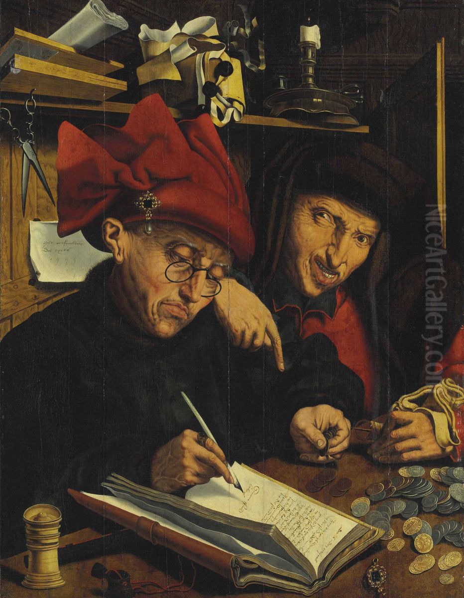 Two Tax Collectors Oil Painting by Quinten Metsys