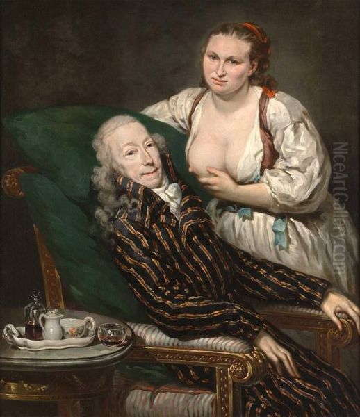 CountFranz de Paula von Hartigand his wife Eleanore asCaritas Romana Oil Painting by Barbara Krafft