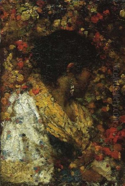 Busto di popolana ripresa di profilo Oil Painting by Luigi Nono