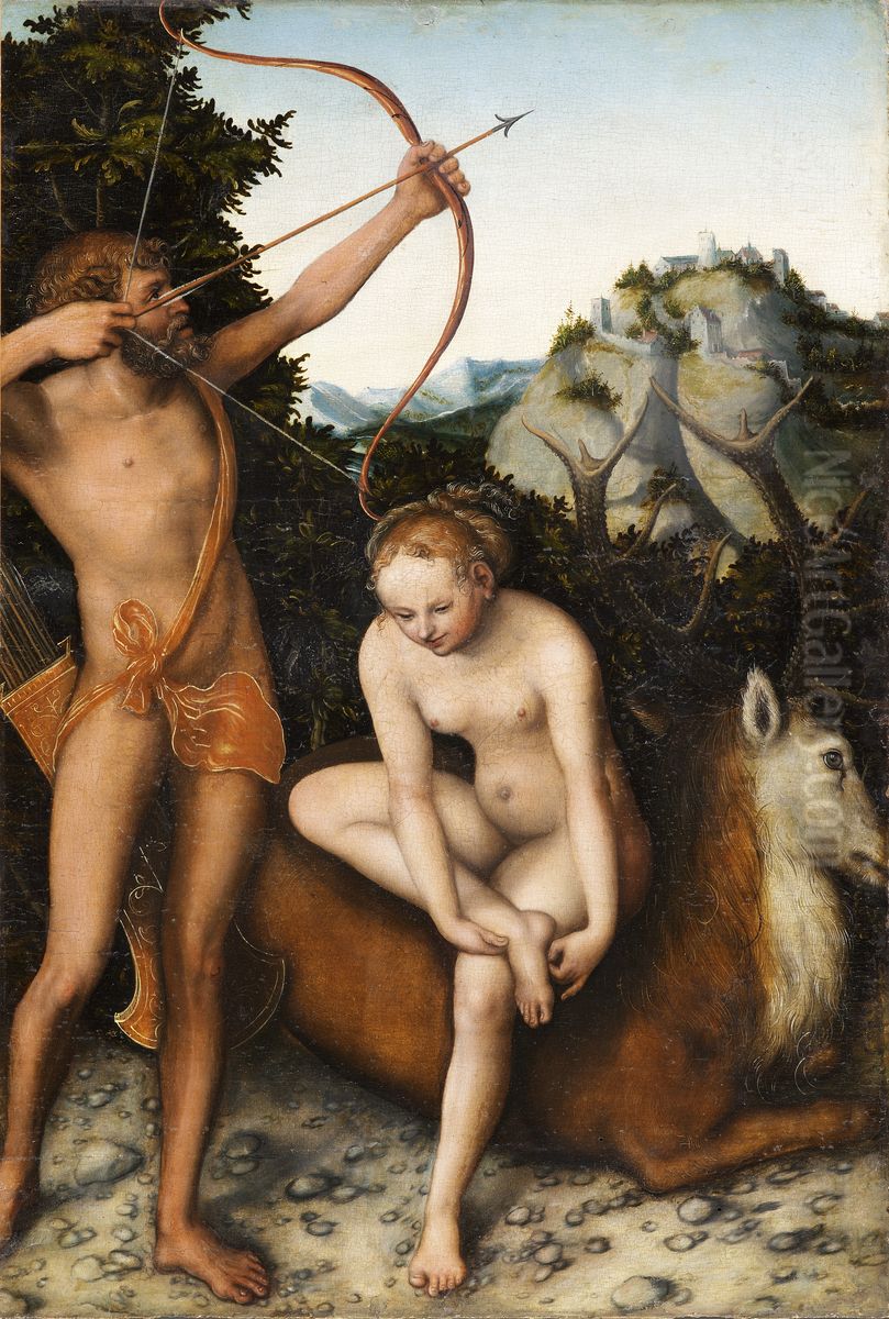 Apollo e Diana Oil Painting by Lucas Cranach the Elder