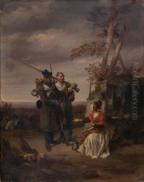 The female sutler (1846) Oil Painting by Domenico Induno