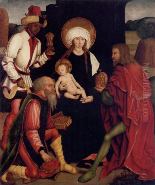 Dreikonigsaltar: Die Anbetung der Konige Oil Painting by Bernhard Strigel